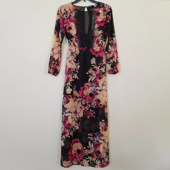 Petticoat Alley | Dresses | Petticoat Alley Floral Long Sleeve Maxi Dress  Xs | Poshmark